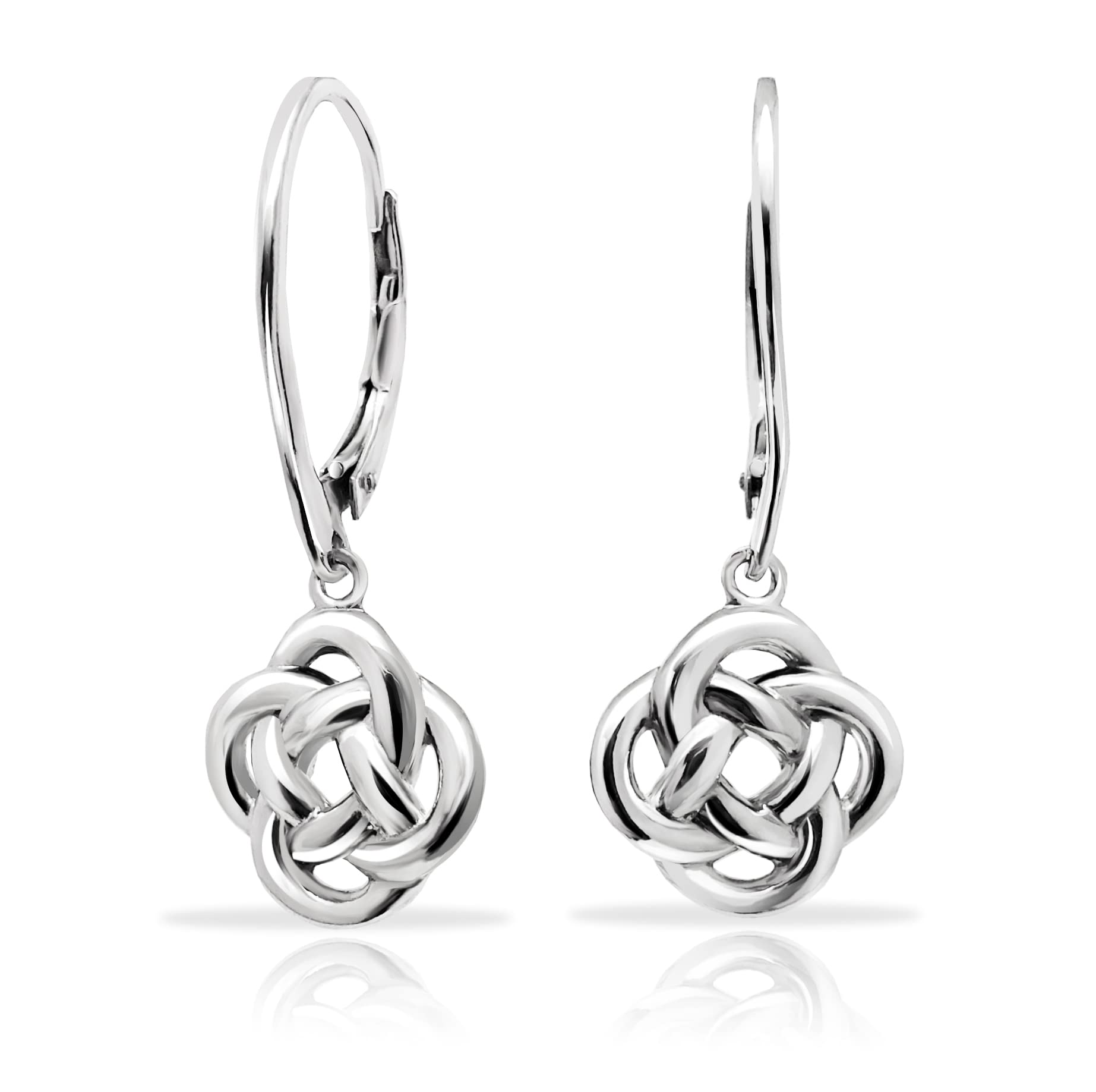 Hoops & Loops - Sterling Silver Love Knot Flower Dangle Leverback Earrings