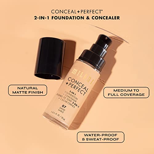 Milani Conceal + Perfect 2-in-1 Foundation + Concealer - Natural (1 Fl. Oz.) Cruelty-Free Liquid Foundation - Cover Under-Eye Circles, Blemishes & Skin Discoloration for a Flawless Complexion