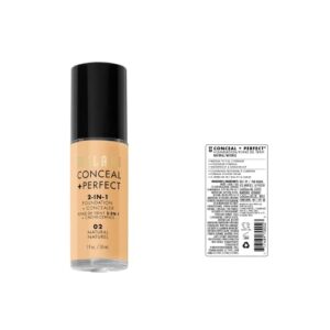 Milani Conceal + Perfect 2-in-1 Foundation + Concealer - Natural (1 Fl. Oz.) Cruelty-Free Liquid Foundation - Cover Under-Eye Circles, Blemishes & Skin Discoloration for a Flawless Complexion