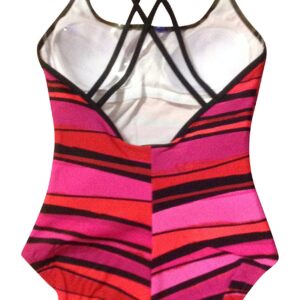 Speedo Womens Double Strap Swimsuit 6 Red and Pink Stripe