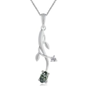 silvershake petite simulated color change alexandrite 925 sterling silver vine leaf pendant with 18 inch chain necklace