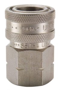 parker hannifin sh2-62 series 60 type 303 stainless steel multi-purpose quick coupler with female pipe thread, poppet valve, 1/4" body size, 1/4"-18 nptf thread, 2.26" length