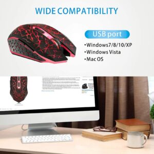 TENMOS K6 Wireless Gaming Mouse, Rechargeable Silent LED Optical Computer Mice with USB Receiver, 3 Adjustable DPI level and 6 Buttons, Auto Sleeping for Laptop/PC/Notebook (Red Light)