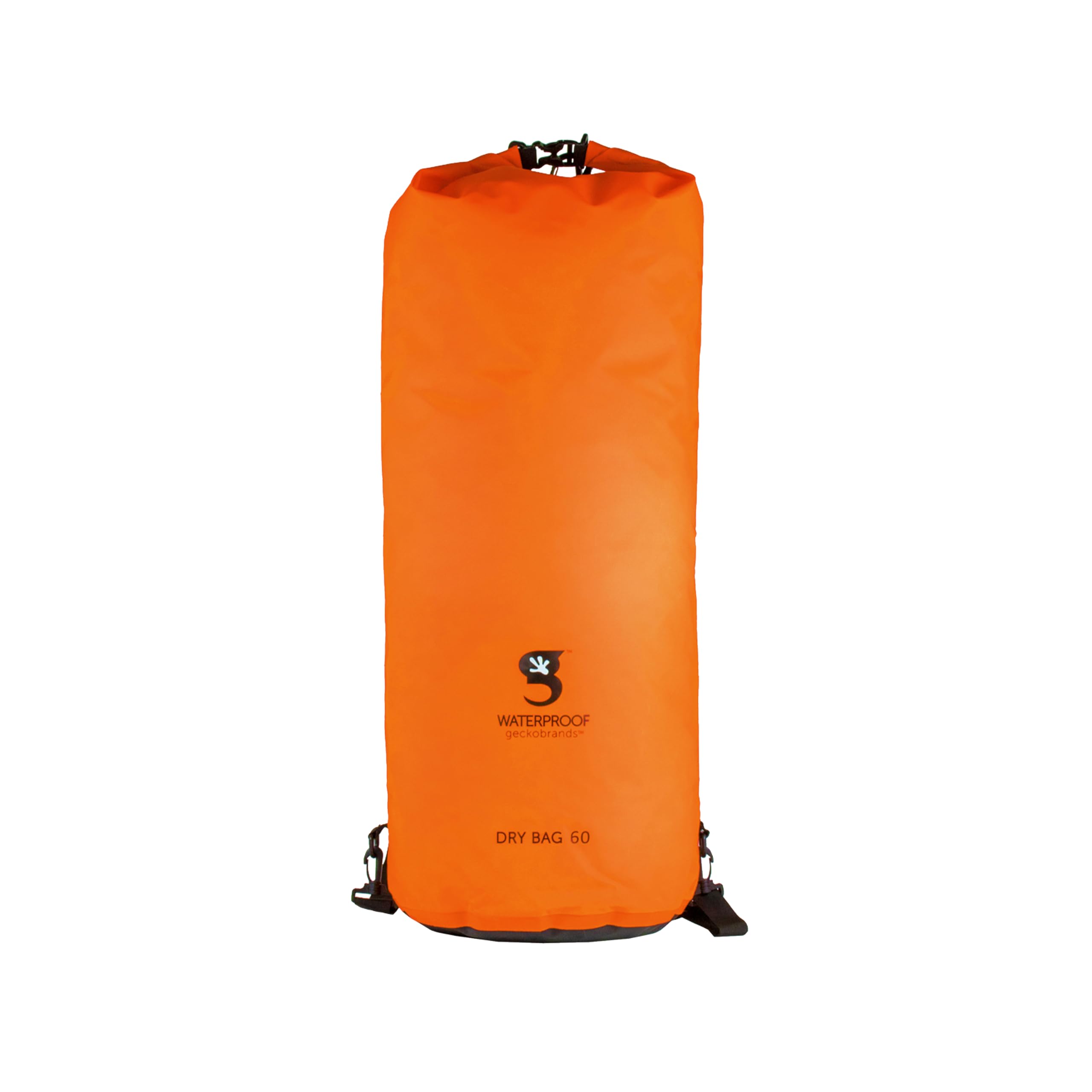 geckobrands (60L or 15.8 Gal, Neon Orange Tarpaulin Dry Bag, PVC Material, Shoulder Strap