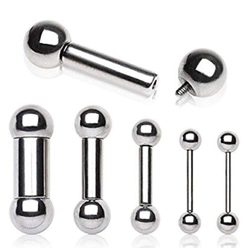 WildKlass Jewelry Awesome Internal Threaded Barbell 316L Surgical Steel 16GA 14GA 12GA 10GA 8GA 6GA 4GA 2GA 0GA 00GA