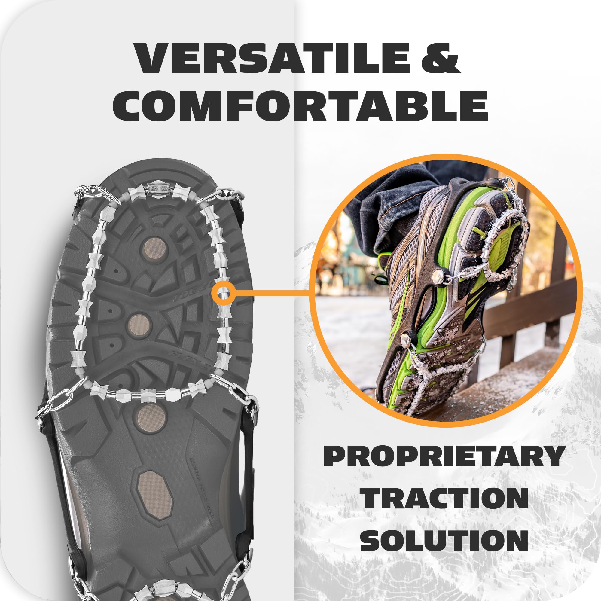 Yaktrax Diamond Grip (Med) - Full-Foot Traction on Ice, Snow, & Multi-Terrain Surfaces - Swiveling Diamond Bead Grip Points - Cold-Resistant Easy On/Off Elastic Upper Band