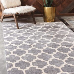 Unique Loom Trellis Collection Area Rug - Philadelphia (4' 1" x 6' 1" Rectangle Dark Gray/Beige)