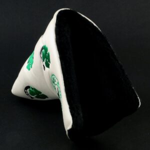 Clover and Horseshoe Headcover for Blade and Midsize Mallet Putter, White, Golf Head Cover