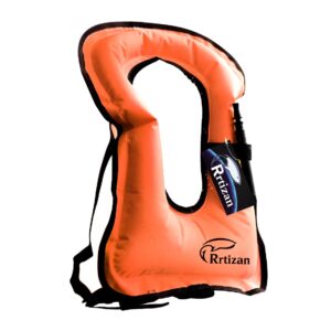 rrtizan snorkel vest, adults portable inflatable swim vest jackets for snorkeling swimming diving safety(orange)