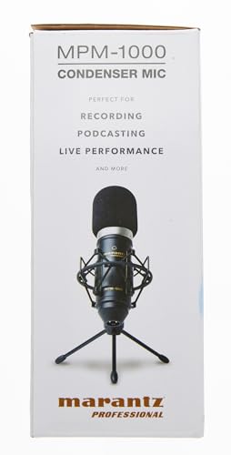 Marantz Professional MPM-1000 - Studio Recording XLR Condenser Microphone with Desktop Stand and Cable – for Podcast and Streaming Projects