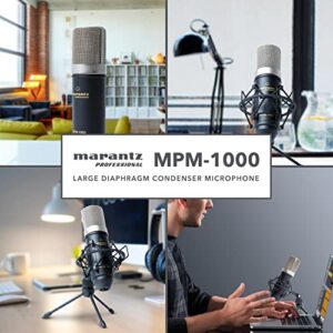 Marantz Professional MPM-1000 - Studio Recording XLR Condenser Microphone with Desktop Stand and Cable – for Podcast and Streaming Projects