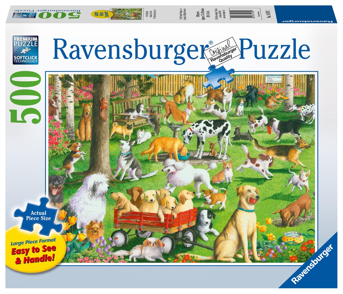 Ravensburger at The Dog Park Large Format Jigsaw Puzzle - 500 Unique Pieces | Anti-Glare Surface Ideal for Kids and Adults | Perfect for Gifting