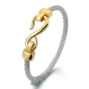 coolsteelandbeyond stainless steel infinity love bangle bracelet for women and silver gold two-tone