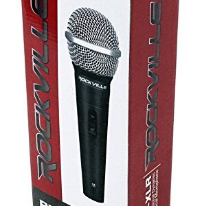 Rockville High-End Metal DJ Handheld Wired Microphone Mic w (2) Cables (RMC-XLR), Black