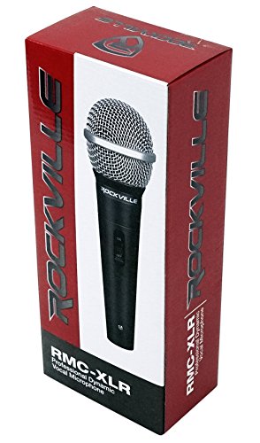 Rockville High-End Metal DJ Handheld Wired Microphone Mic w (2) Cables (RMC-XLR), Black