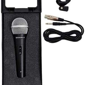 Rockville High-End Metal DJ Handheld Wired Microphone Mic w (2) Cables (RMC-XLR), Black