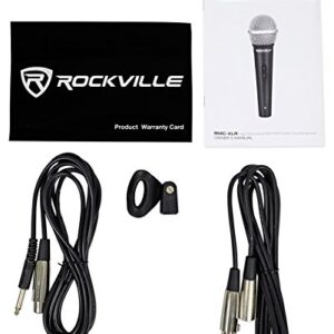 Rockville High-End Metal DJ Handheld Wired Microphone Mic w (2) Cables (RMC-XLR), Black