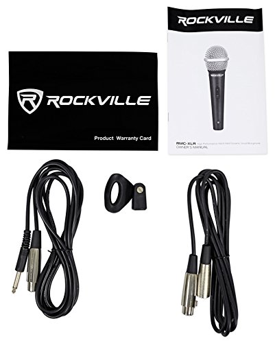 Rockville High-End Metal DJ Handheld Wired Microphone Mic w (2) Cables (RMC-XLR), Black