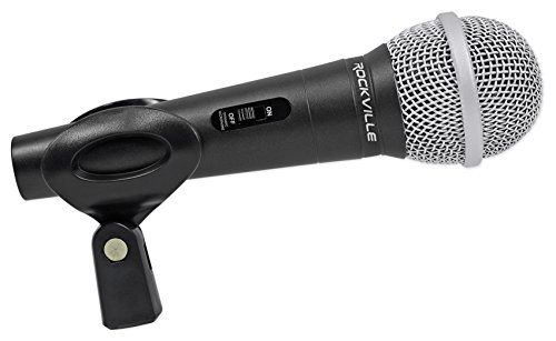 Rockville High-End Metal DJ Handheld Wired Microphone Mic w (2) Cables (RMC-XLR), Black