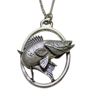 Kiola Designs Zander Walleye Fish Large Oval Pendant Necklace