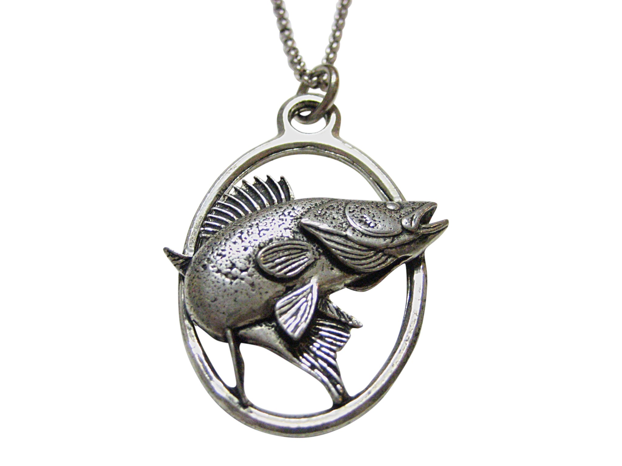 Kiola Designs Zander Walleye Fish Large Oval Pendant Necklace