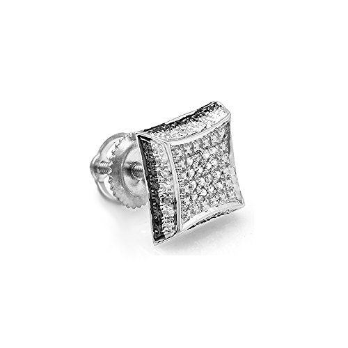 Dazzlingrock Collection 0.05 Carat (ctw) 14K Round White Diamond Micro Pave Kite Shape Stud Earring (Only 1pc), White Gold