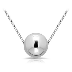 hoops & loops sterling silver 10mm polished ball bead necklace (sterling silver)