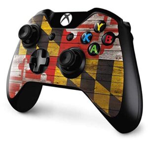 Skinit Decal Gaming Skin compatible with Xbox One Controller - Originally Designed Maryland Flag Dark Wood Design