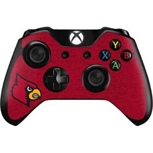 skinit decal gaming skin compatible with xbox one controller - officially licensed college louisville red background design