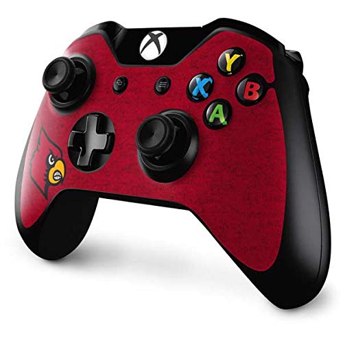 Skinit Decal Gaming Skin compatible with Xbox One Controller - Officially Licensed College Louisville Red Background Design