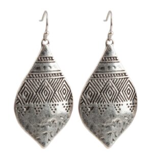 spunkysoul bohemian hammered & engraved silver earrings