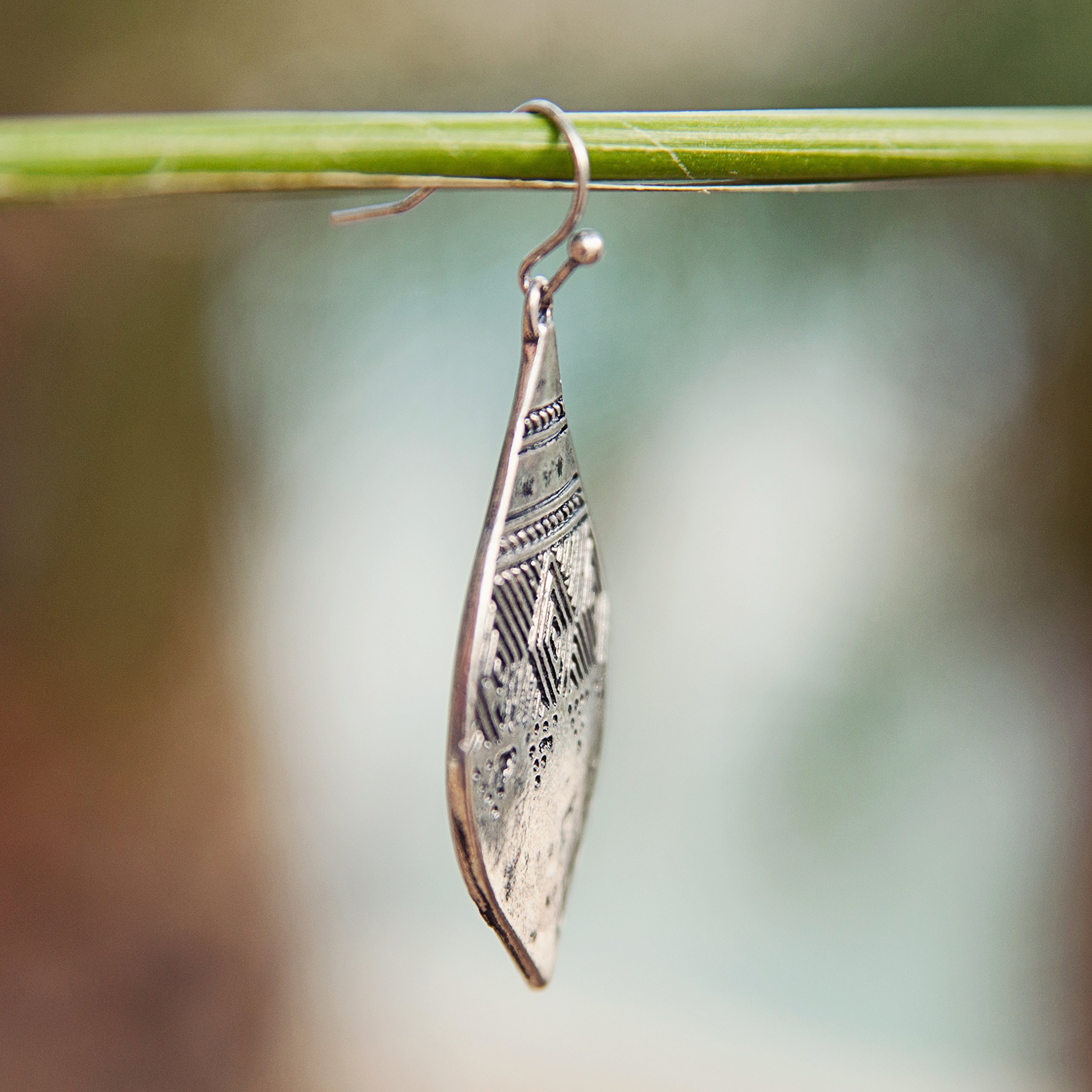 SPUNKYsoul Bohemian Hammered & Engraved Silver Earrings