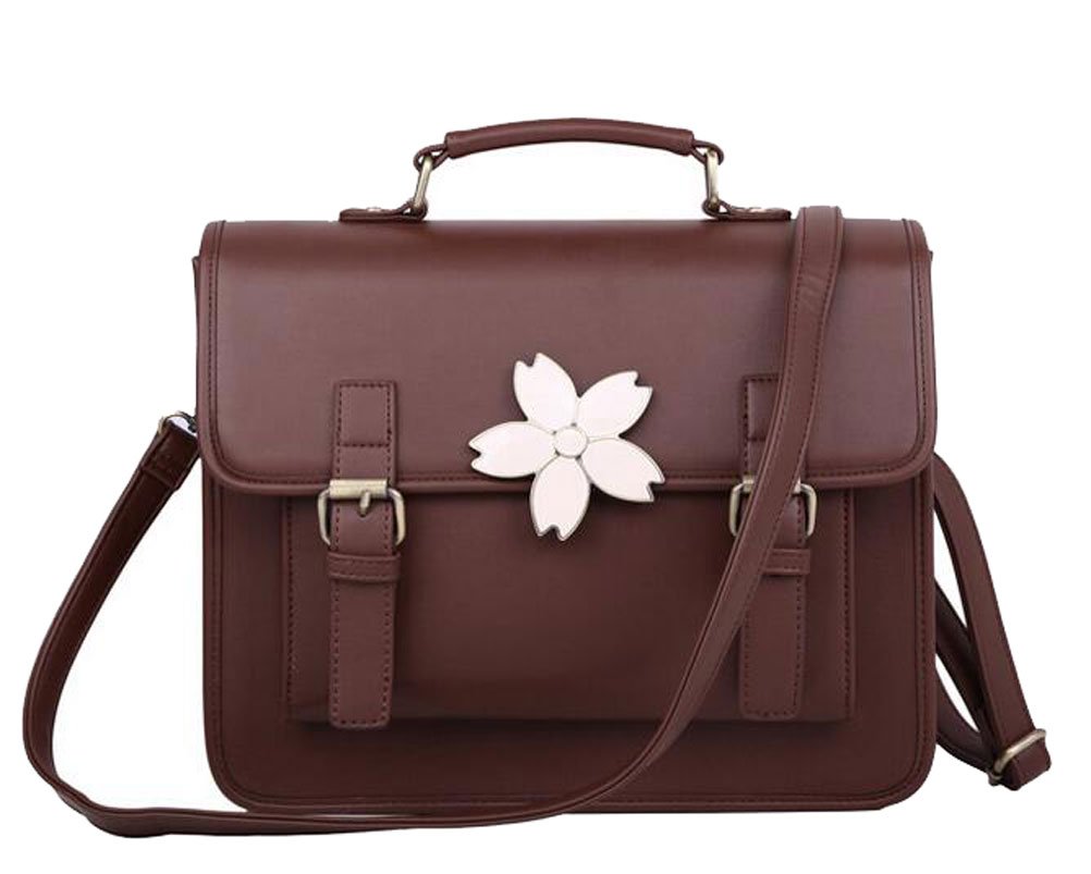 Buenocn Preppy Style Vintage backpack Pu Leather Women Shoulder Bag Cute floral Handbag messenger bag