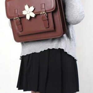 Buenocn Preppy Style Vintage backpack Pu Leather Women Shoulder Bag Cute floral Handbag messenger bag