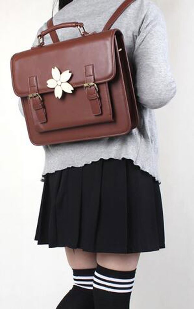 Buenocn Preppy Style Vintage backpack Pu Leather Women Shoulder Bag Cute floral Handbag messenger bag