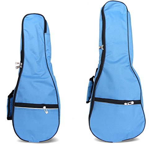 HOT SEAL Waterproof Durable Colorful Ukulele Cotton Case Bag with Storage (21in, light blue)