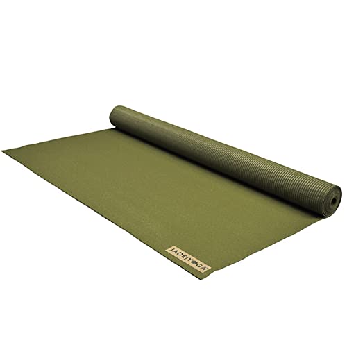 JadeYoga Voyager Yoga Mat - Lightweight & Portable Rubber Yoga Mat - Non-Slip Exercise Mat for Women & Men - Great for Yoga, Home Workout, Gym Fitness, Pilates, Stretching, and More (68" Olive Green)