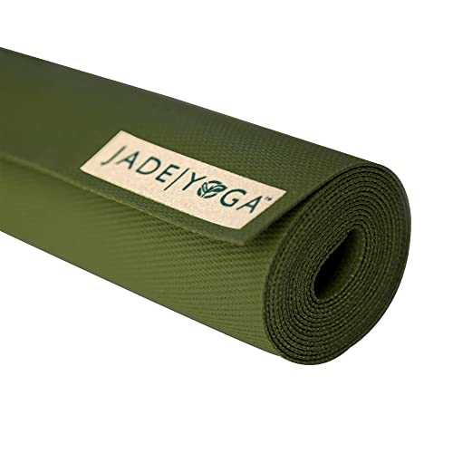 JadeYoga Voyager Yoga Mat - Lightweight & Portable Rubber Yoga Mat - Non-Slip Exercise Mat for Women & Men - Great for Yoga, Home Workout, Gym Fitness, Pilates, Stretching, and More (68" Olive Green)