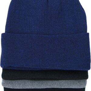 ToBeInStyle Men’s Pack of 6 Double Layered Winter Warm Basic Beanies - Assorted Colors