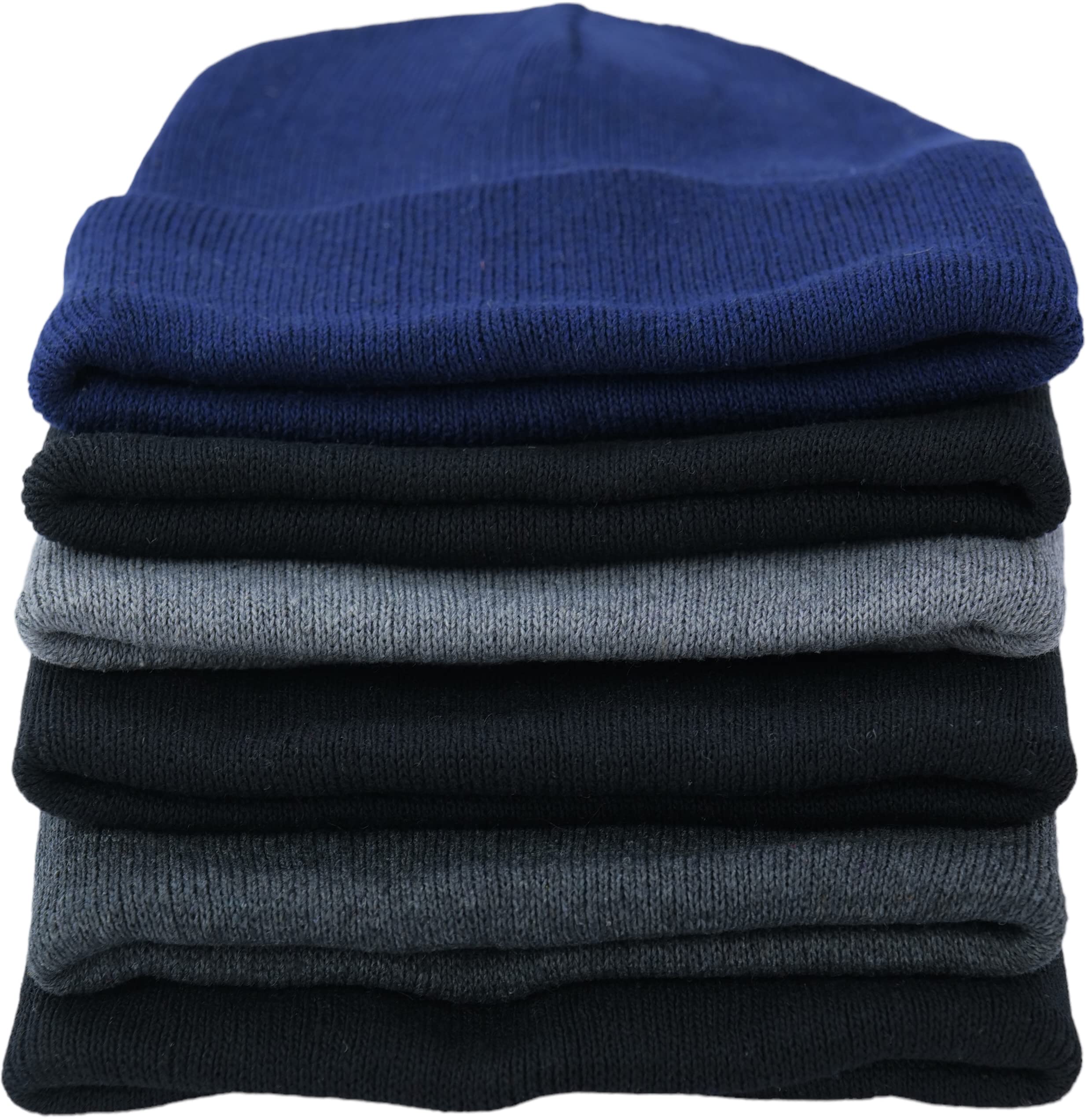 ToBeInStyle Men’s Pack of 6 Double Layered Winter Warm Basic Beanies - Assorted Colors