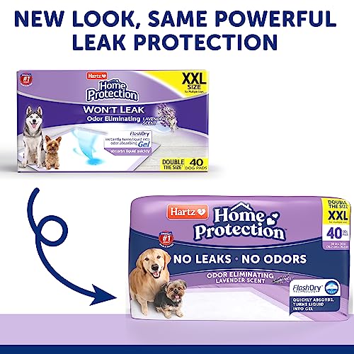 Hartz Home Protection Lavender Scented Dog Pads, XXL 40 count, Super Absorbent & Won't Leak, Odor Eliminating