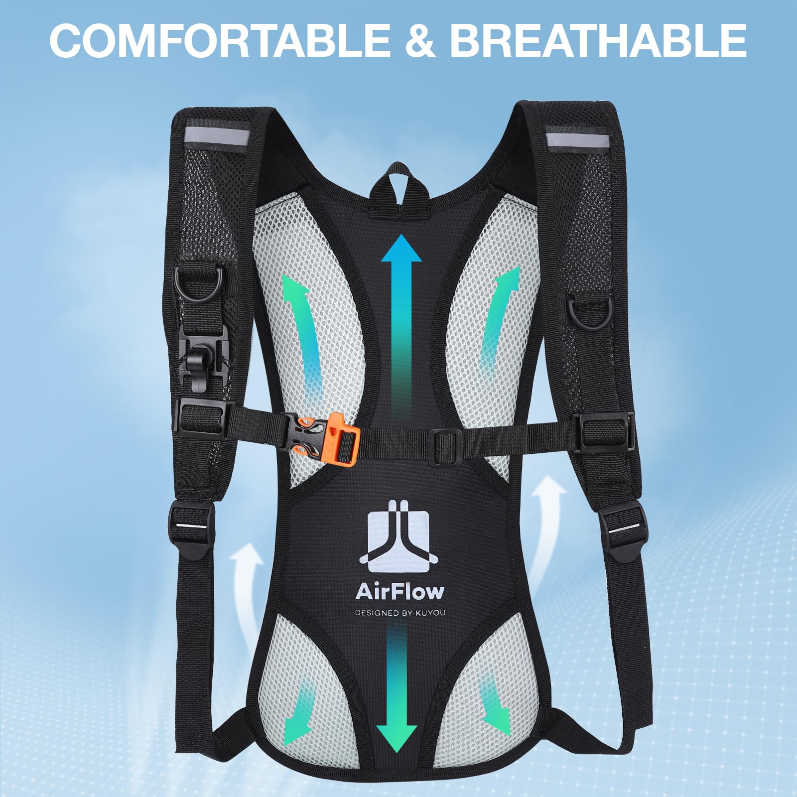 Hydration Backpack with 2L Hydration Bladder Water Backpack for Hiking Hydration Pack for Running Cycling Hiking Festival Gear.