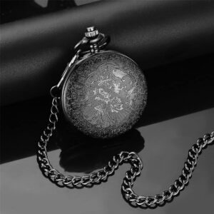 MJSCPHBJK Vintage Pocket Watch for Men Roman Numerals Scale Quartz Pocket Watches with Chain for Xmas Fathers Day Gift