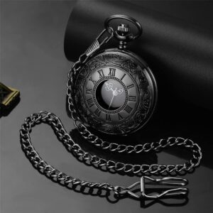 MJSCPHBJK Vintage Pocket Watch for Men Roman Numerals Scale Quartz Pocket Watches with Chain for Xmas Fathers Day Gift