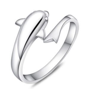 TomSunlight 925 Sterling Silver Dolphin Ring Finger Fashion Women Lady Ring Opening Adjustable gift