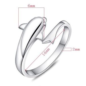 TomSunlight 925 Sterling Silver Dolphin Ring Finger Fashion Women Lady Ring Opening Adjustable gift