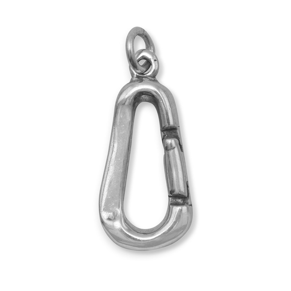 AzureBella Jewelry Carabiner Charm Antiqued Sterling Silver Clip