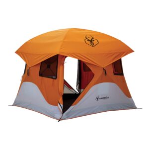 gazelle t4 waterproof 4 person portable polyester outdoor pop up camping or beach tent with removable floor, mesh screens, and rain fly, orange