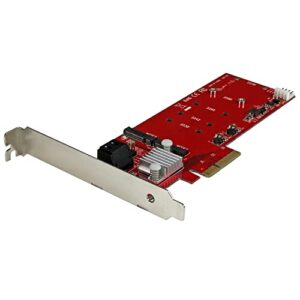 startech.com 2x m.2 ngff ssd raid controller card plus 2x sata iii ports - pcie - two slot pci express m.2 raid card plus two sata ports (pexm2sat3422)