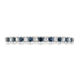 Beyond Brilliance 1/4 Carat Pave-Set Round Diamond & Blue Sapphire Wedding Band Ring in 14K White Gold (H-I, VS2-SI1)